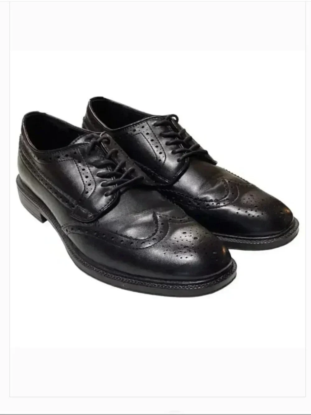 Stafford Wingtip Men 8.5 M Vegan Lace Up Oxford Dress Shoes Black Brogue Derby
